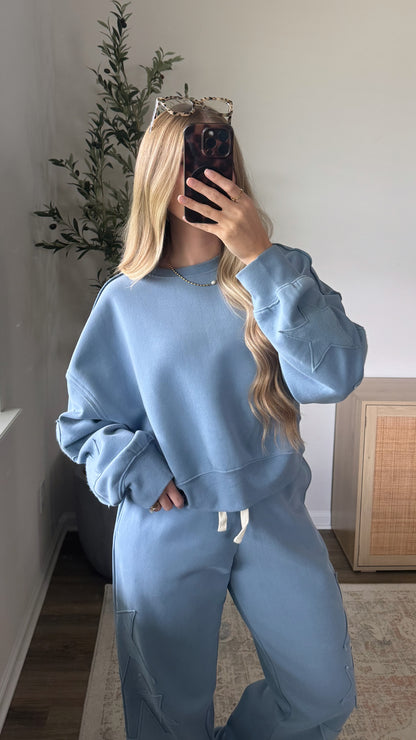 Star Patchwork Pullover / Blue