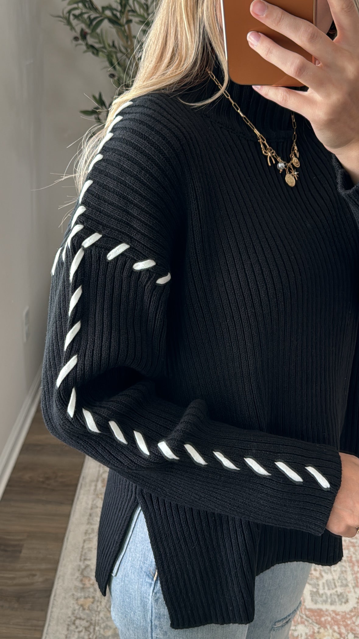 Stitched Sweater / Black + White