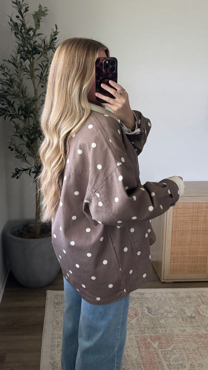Polka Dot Barn Jacket / Light Brown