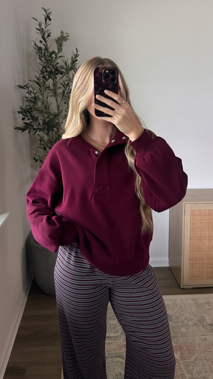 Wine Henley Pullover