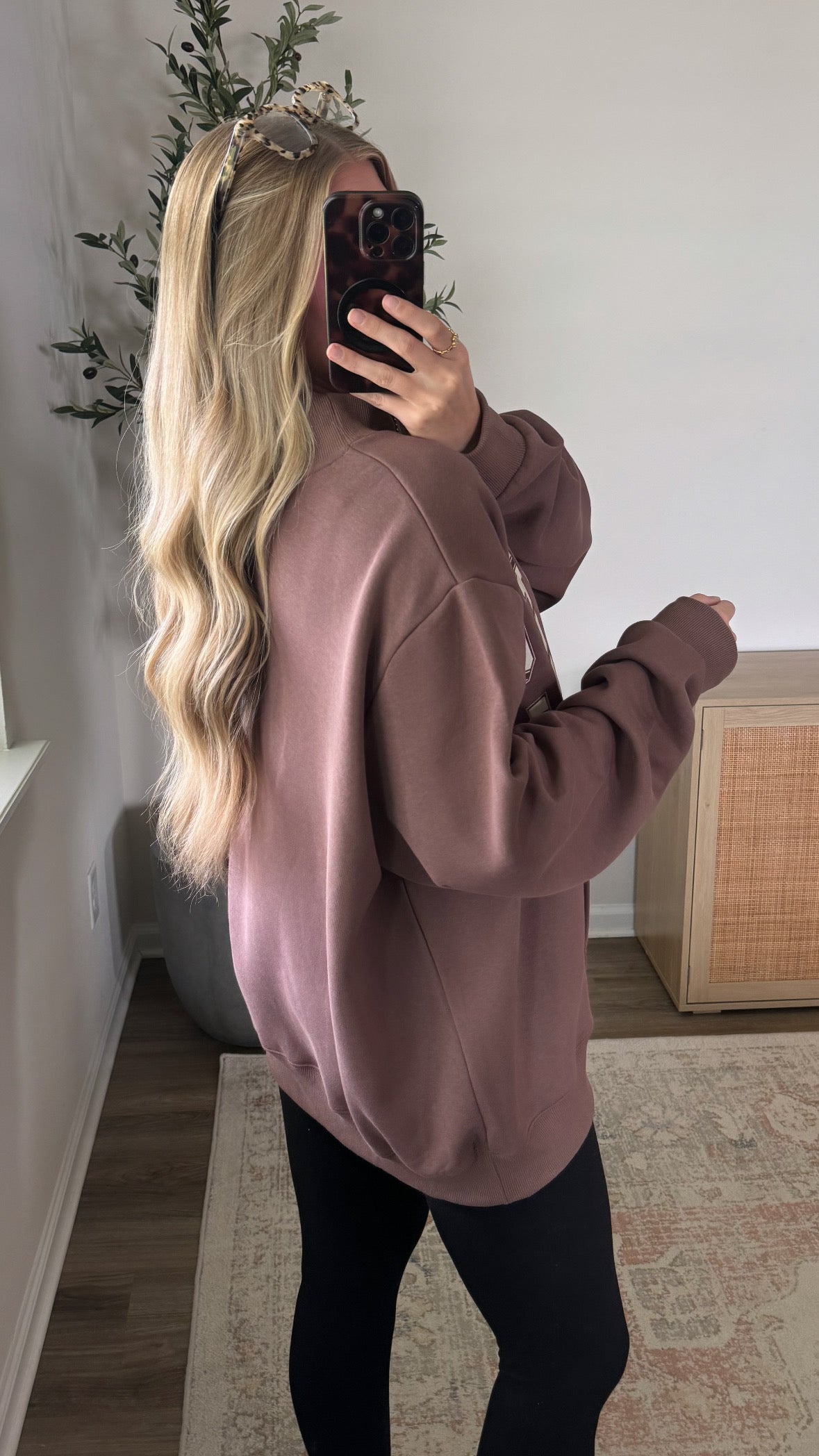 Jesus Hoodie Pocket Mock Neck Sweatshirt / Brown Stripes