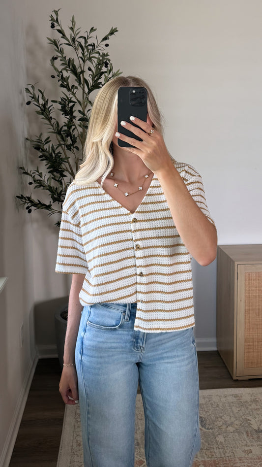 Tess Striped Top / Tan