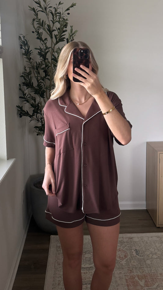 Butter Pajama Shorts Set / Brown