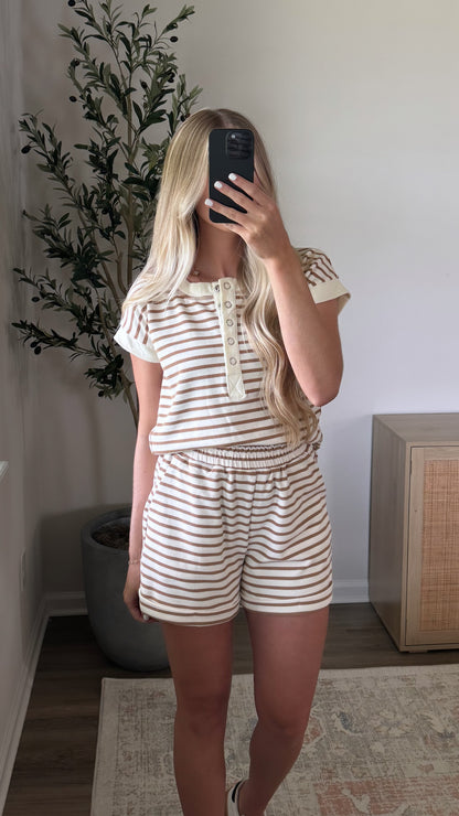 Julia Striped Shorts Set / Sand