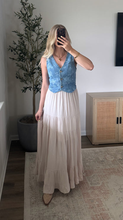 Floral Denim Vest
