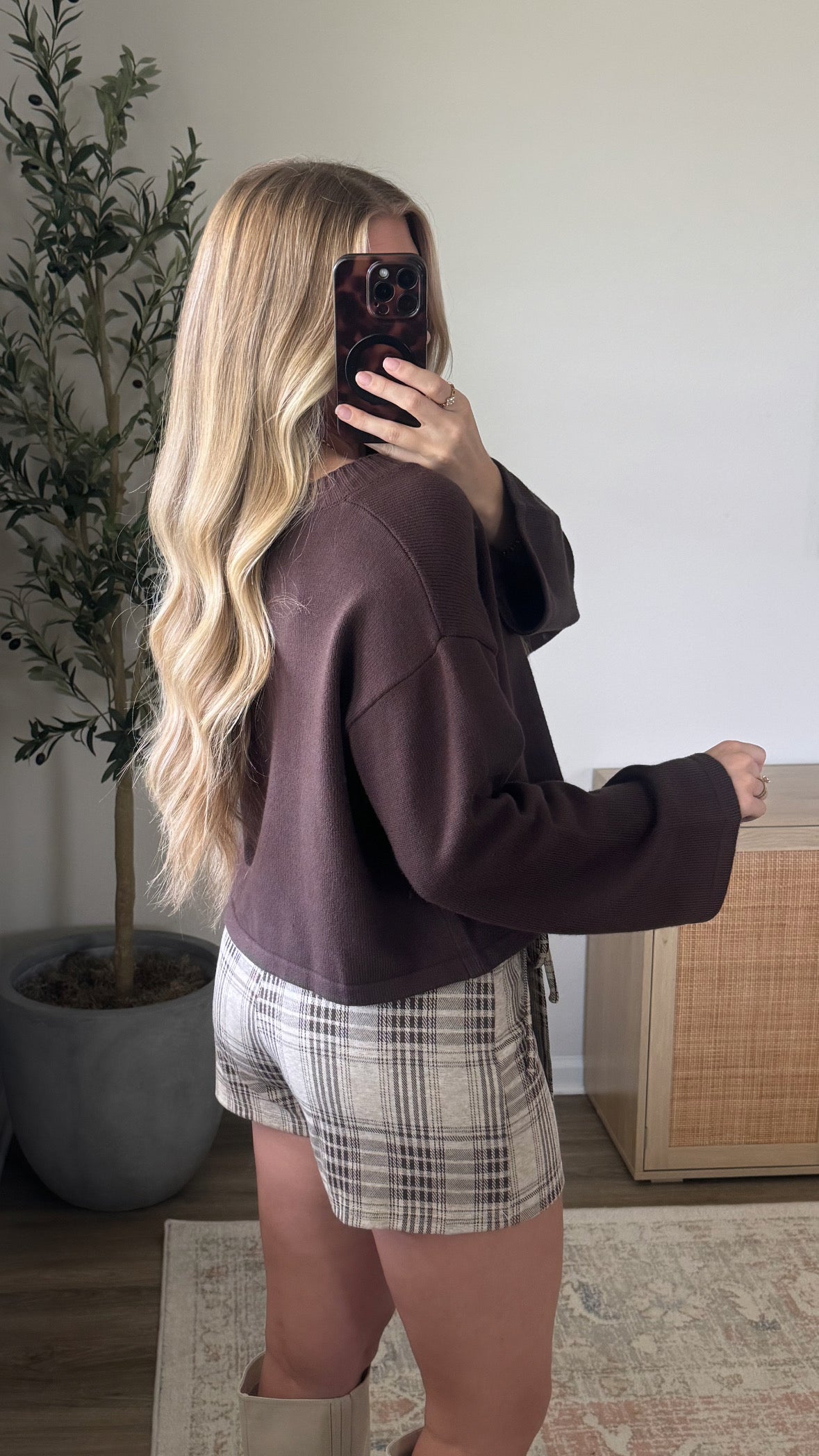 Sadie Cropped Cardigan / Brown
