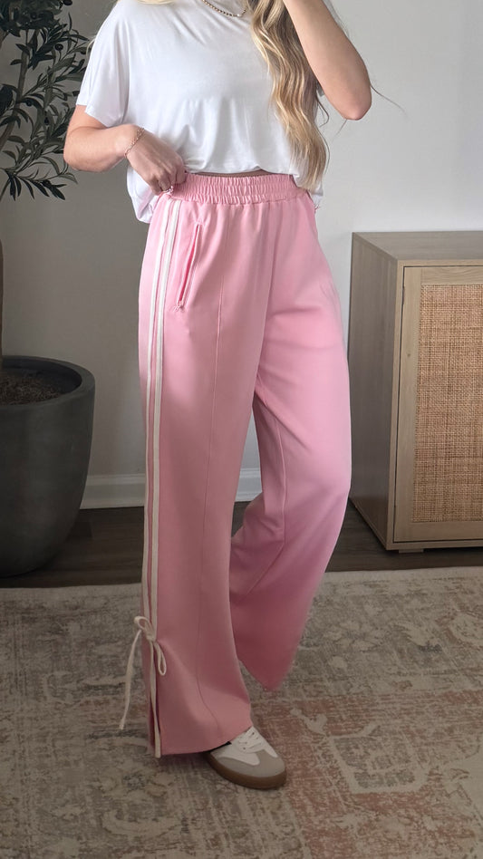 Bow Detail Track Pants / Pink