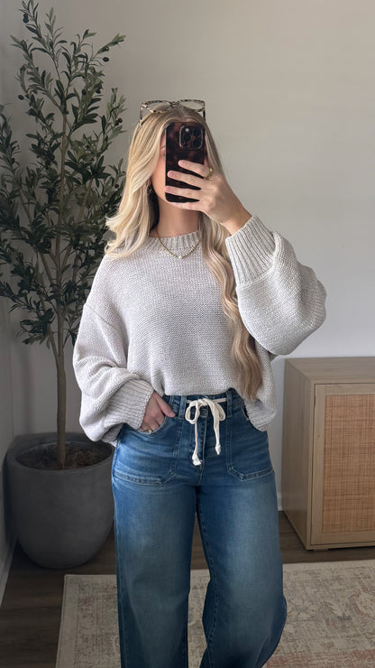 PREORDER (10/24) - Jayla Knit Sweater / Light Grey