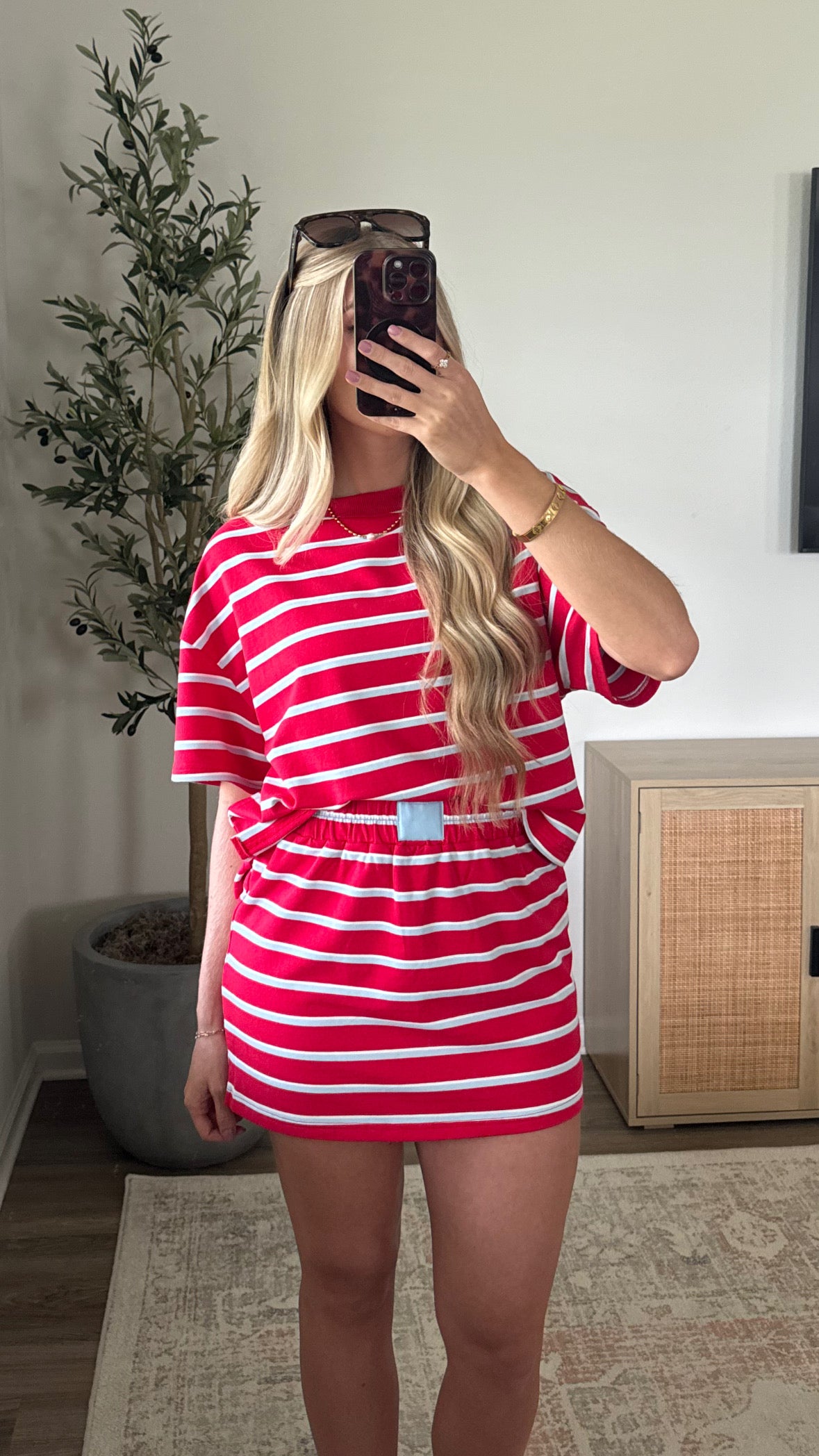 Americana Striped Skort Set / Red + Blue