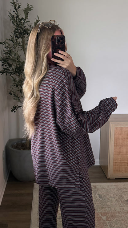 Lizzie Striped Set / Maroon + Navy