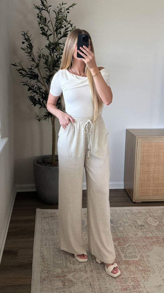 Pinstripe Linen Pants