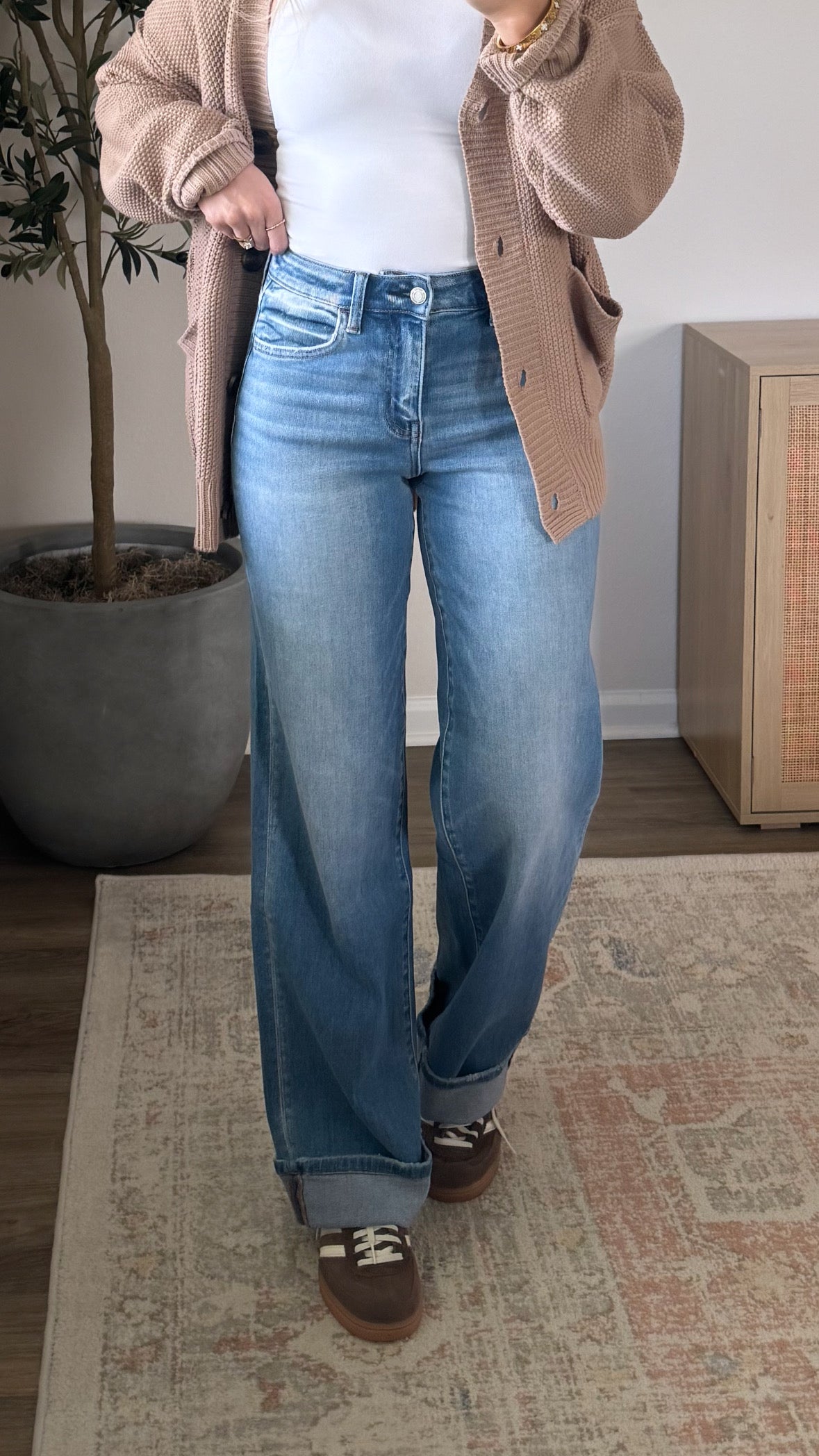 Kayla Wide Leg Denim / Cuffed