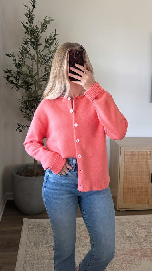 Spring Knit Cardigan / Coral