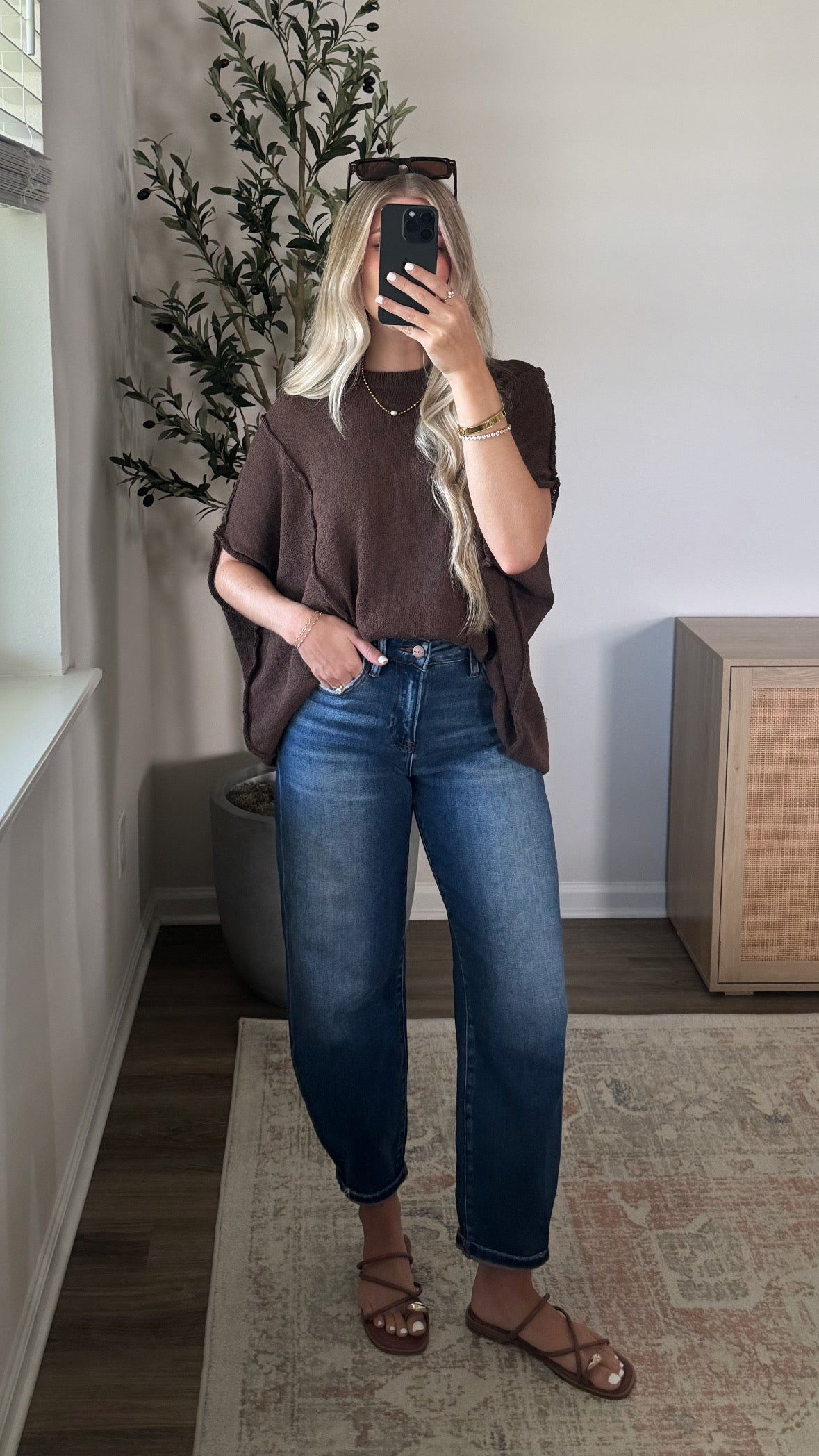 Oversized Drop Shoulder Top / Brown