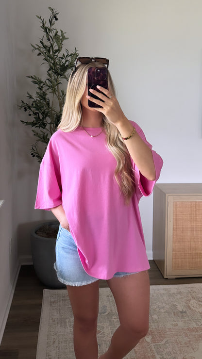 Oversized Cotton Tee / Pink