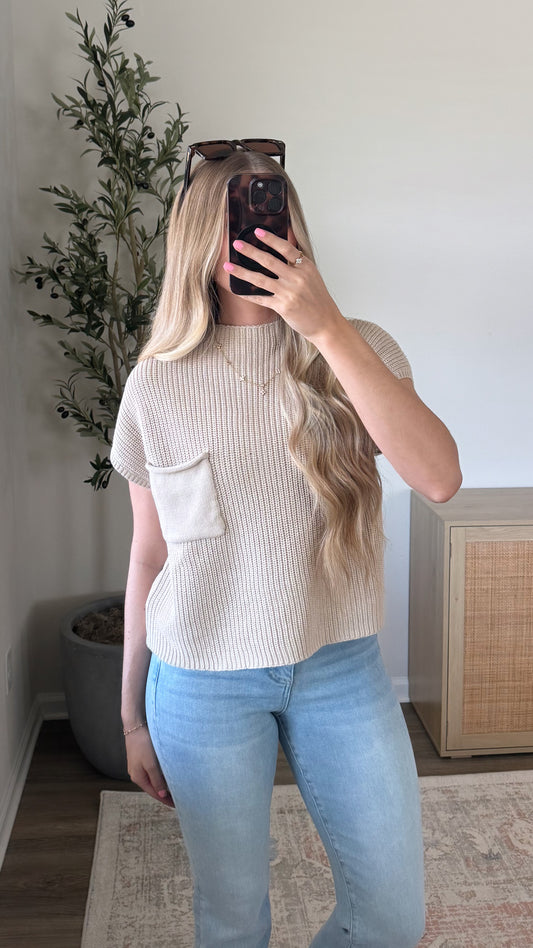 Kristen Mock Neck Sweater / Tan