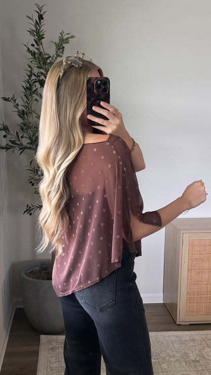 Polka Dot Poncho / Brown