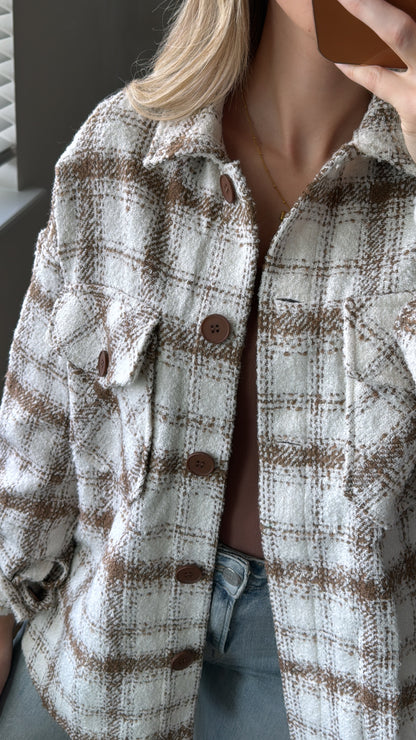 Maddie Flannel Jacket / Brown + Cream