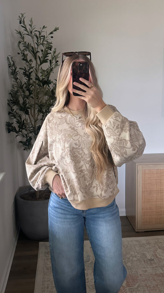 Neutral Floral Pullover