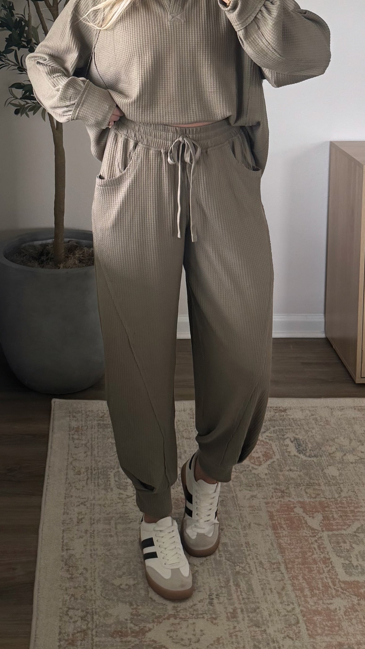 Waffle Jogger Set / Olive
