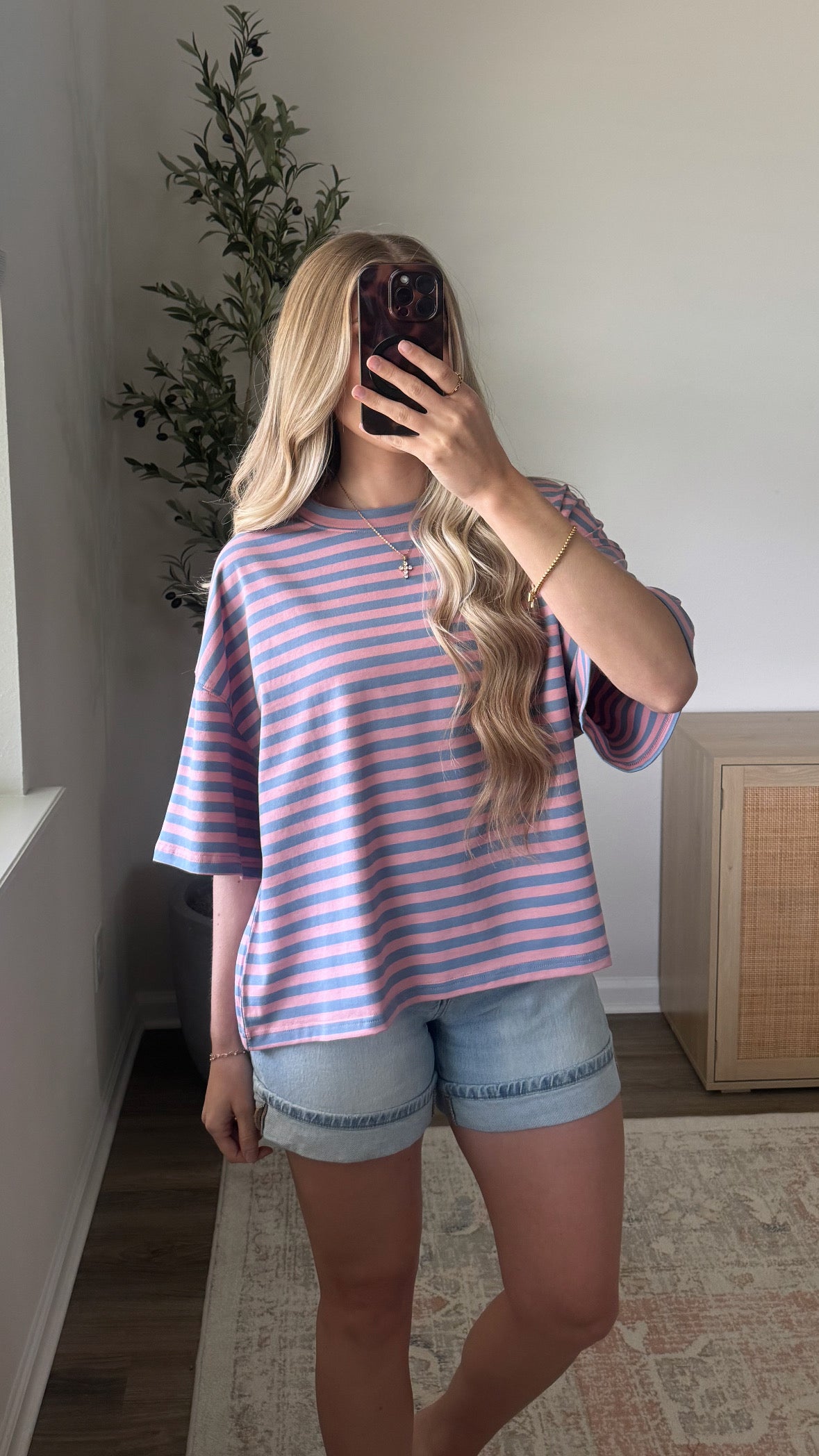 Cotton Candy Striped Tee / Blue + Pink
