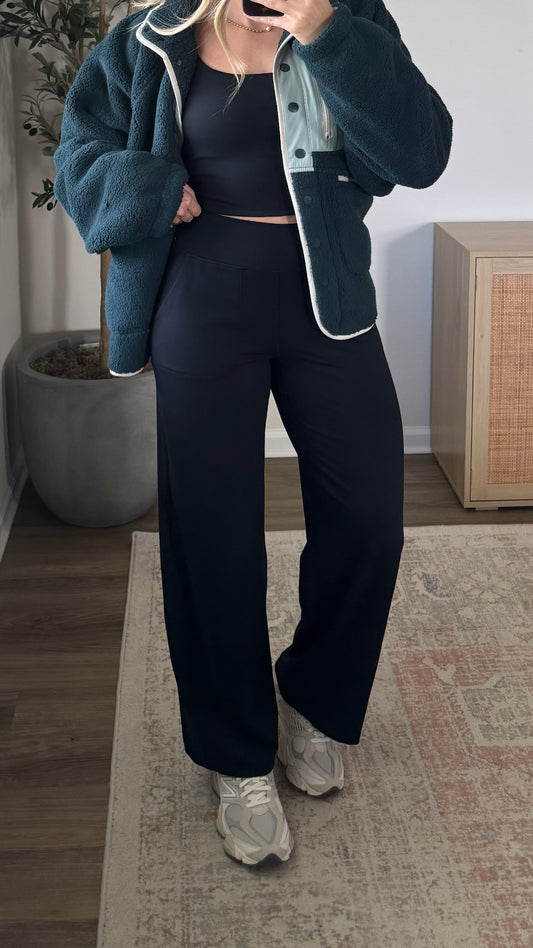 PREORDER (estimated to ship 9/30) - Wide Leg Yoga Pants / Black