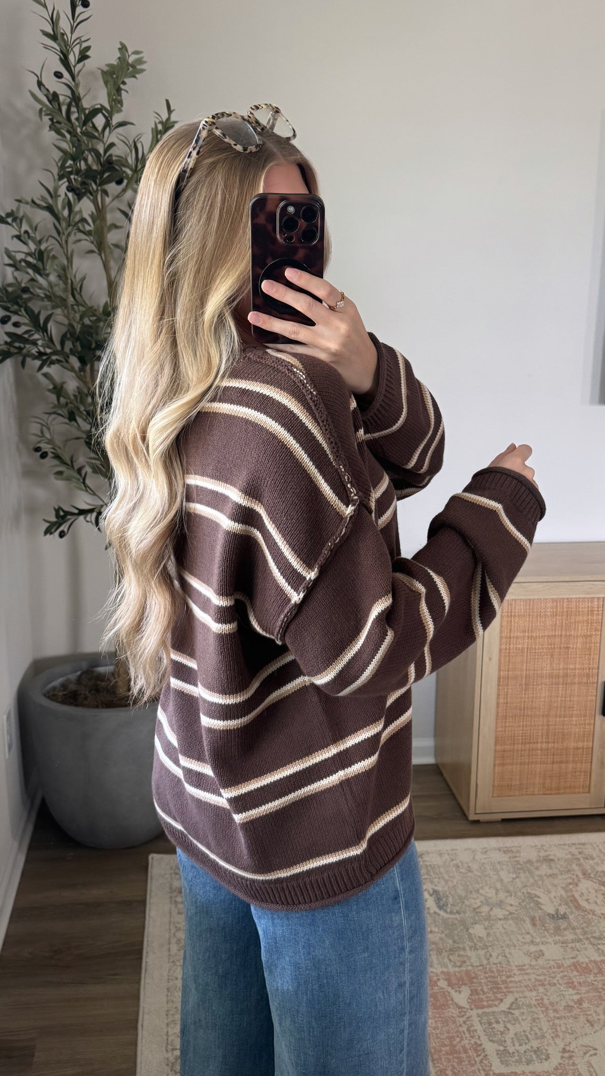 Aria 2.0 Striped Sweater / Brown + Tan