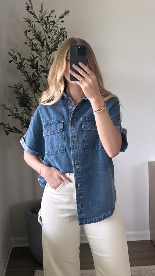 Short Sleeve Denim Top