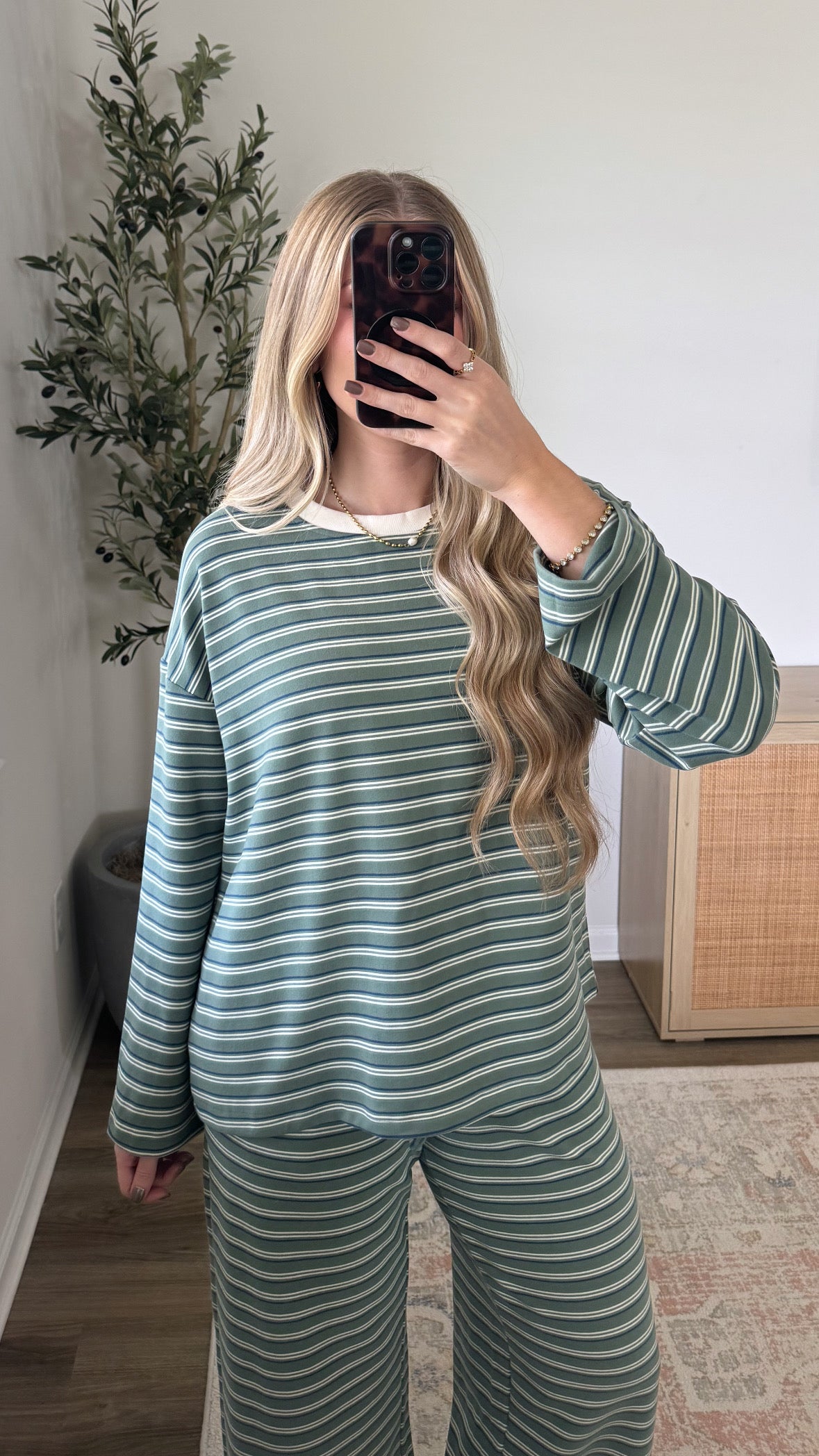 Bri Striped Set / Olive + Navy