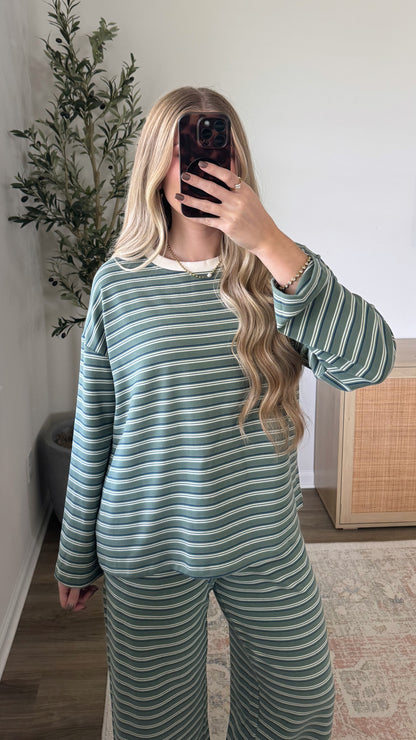 Bri Striped Set / Olive + Navy