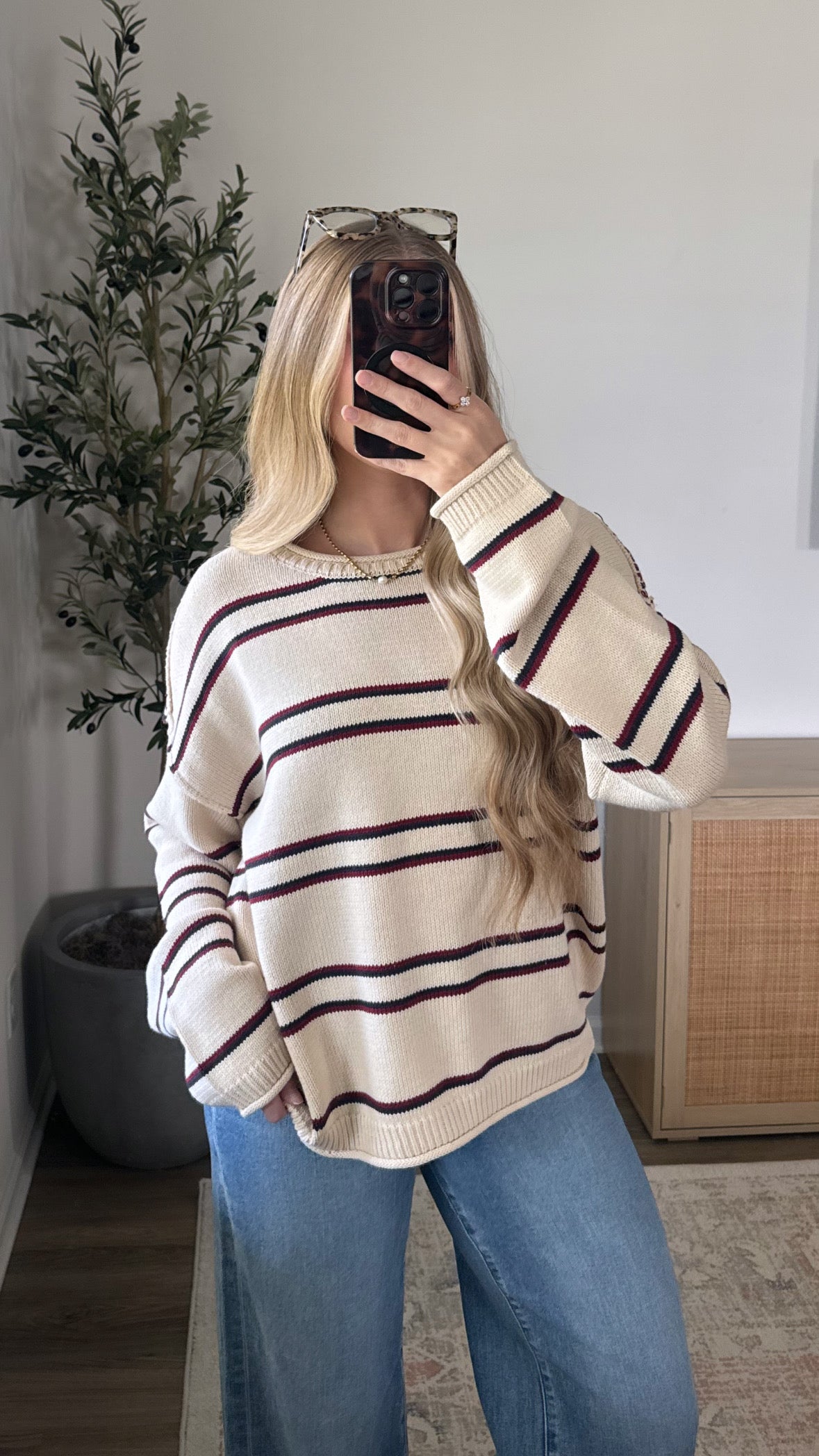 Aria 2.0 Striped Sweater / Cream + Navy