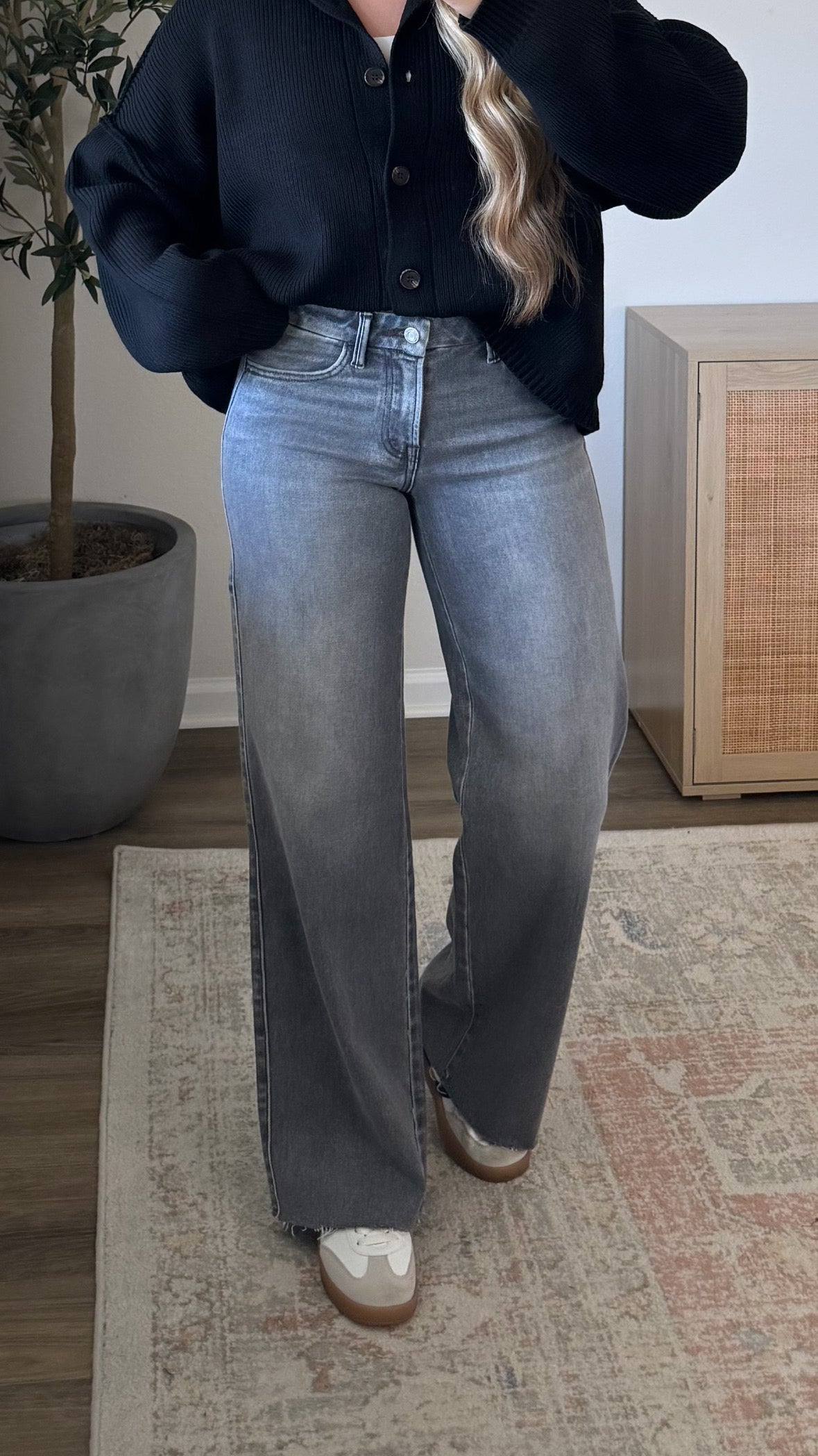 Grey Wide Leg Jeans