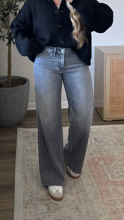 Grey Wide Leg Jeans