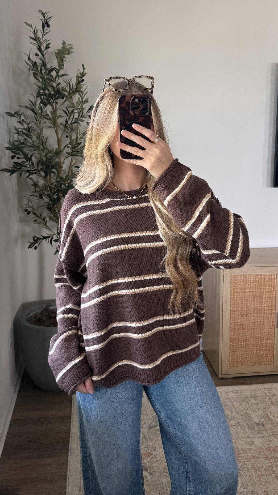 Aria 2.0 Striped Sweater / Brown + Tan