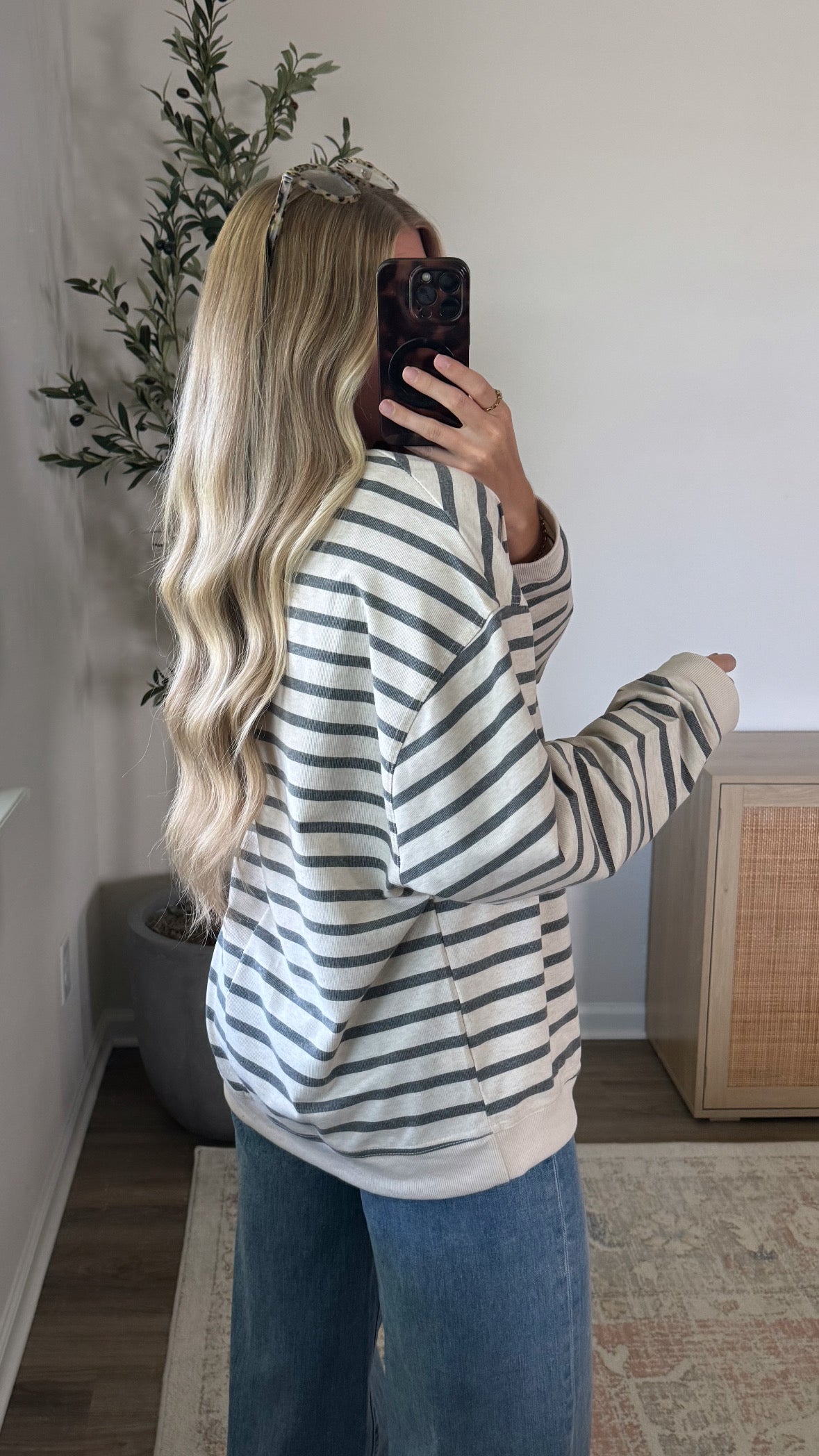 PREORDER (Estimated to ship 8/19) - Willow Striped Long Sleeve / Oat + Grey