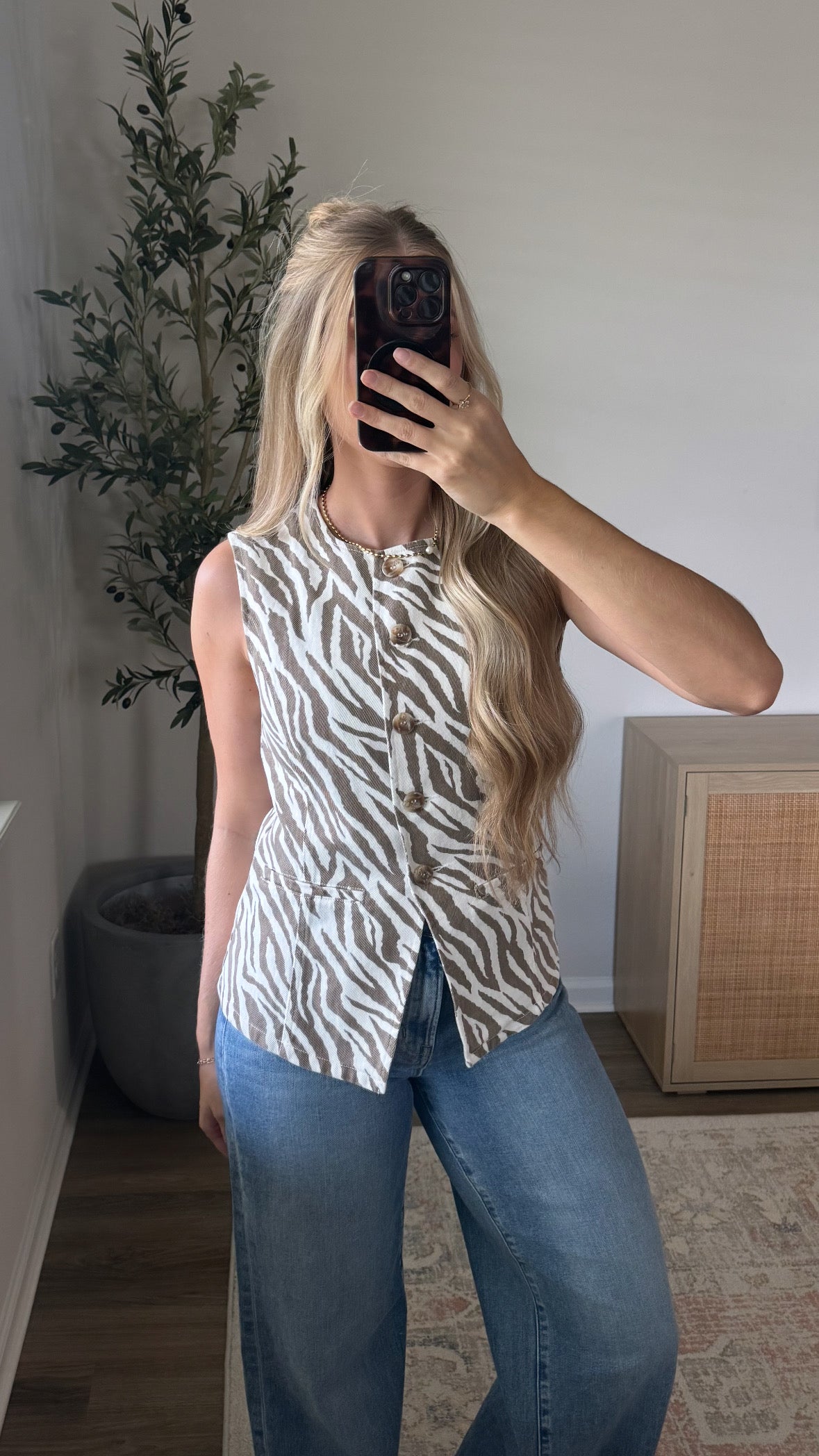 Zebra Button Down Vest