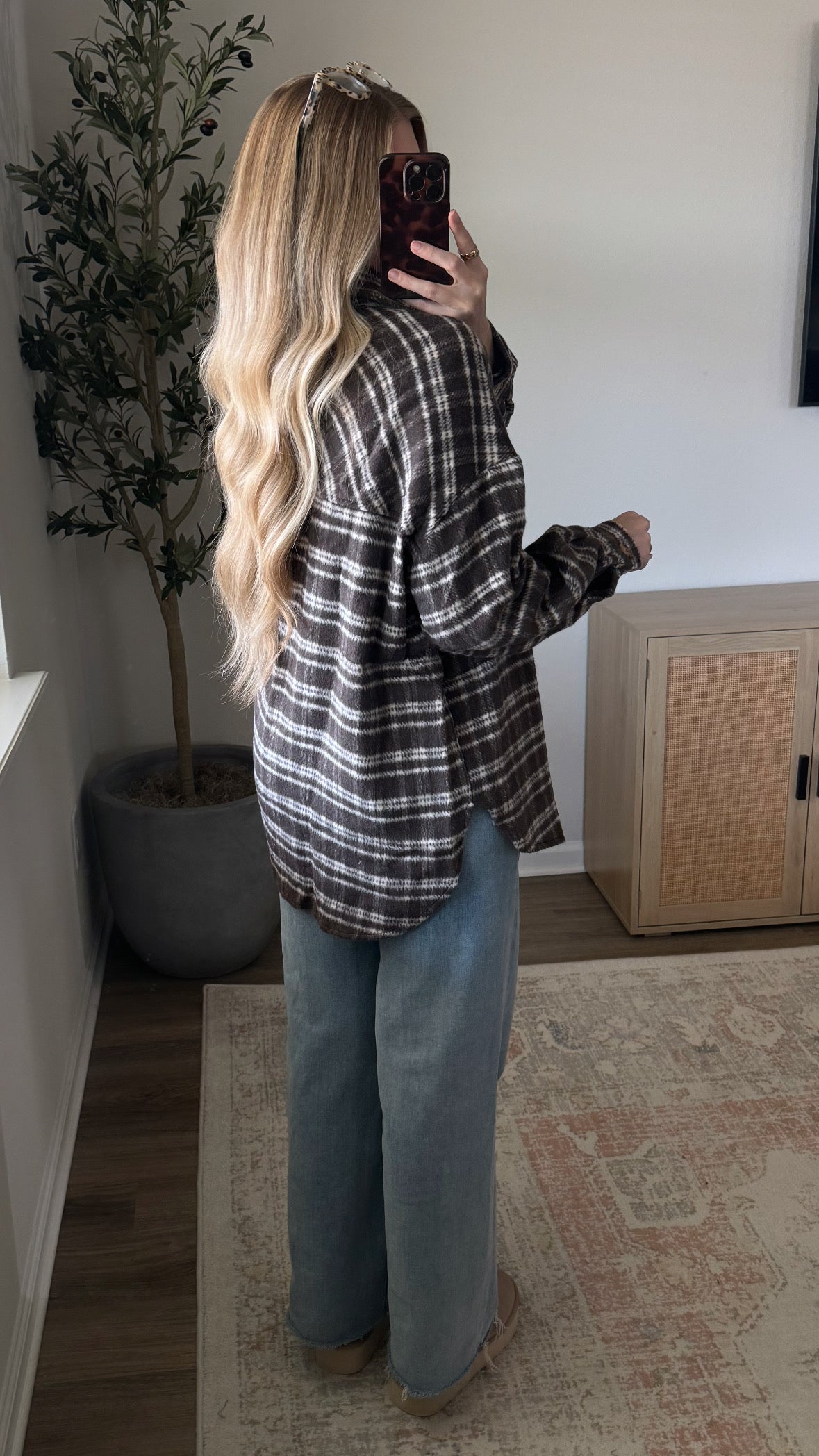 Plaid Shacket / Dark Brown