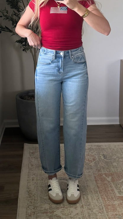 PREORDER - Brynn Comfort Barrel Denim / Lightwash