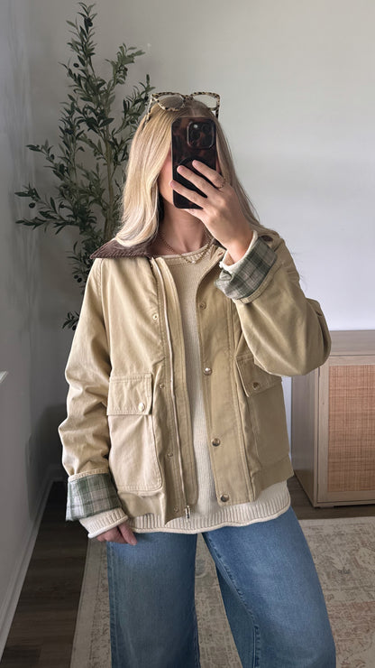Plaid Barn Jacket / Sand