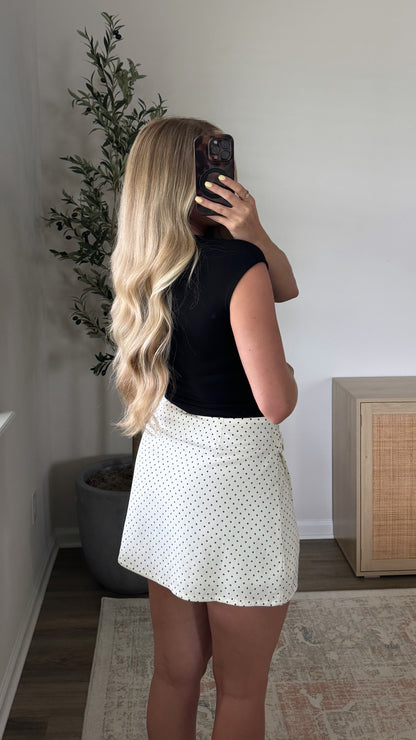 Polka Dot Skort / Black + White