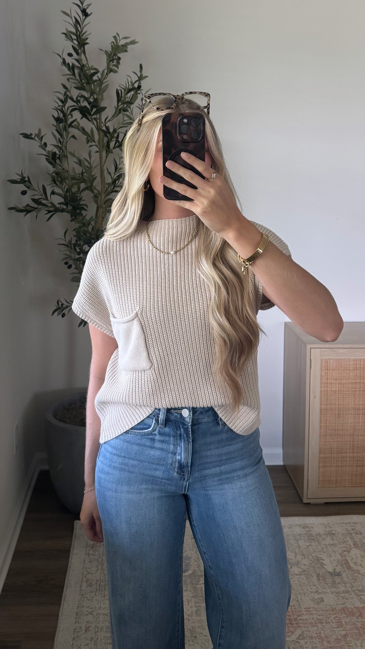Kristen Mock Neck Sweater / Tan