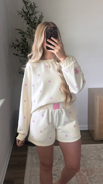 Pink Lemonade Shorts Set / Polka Dots