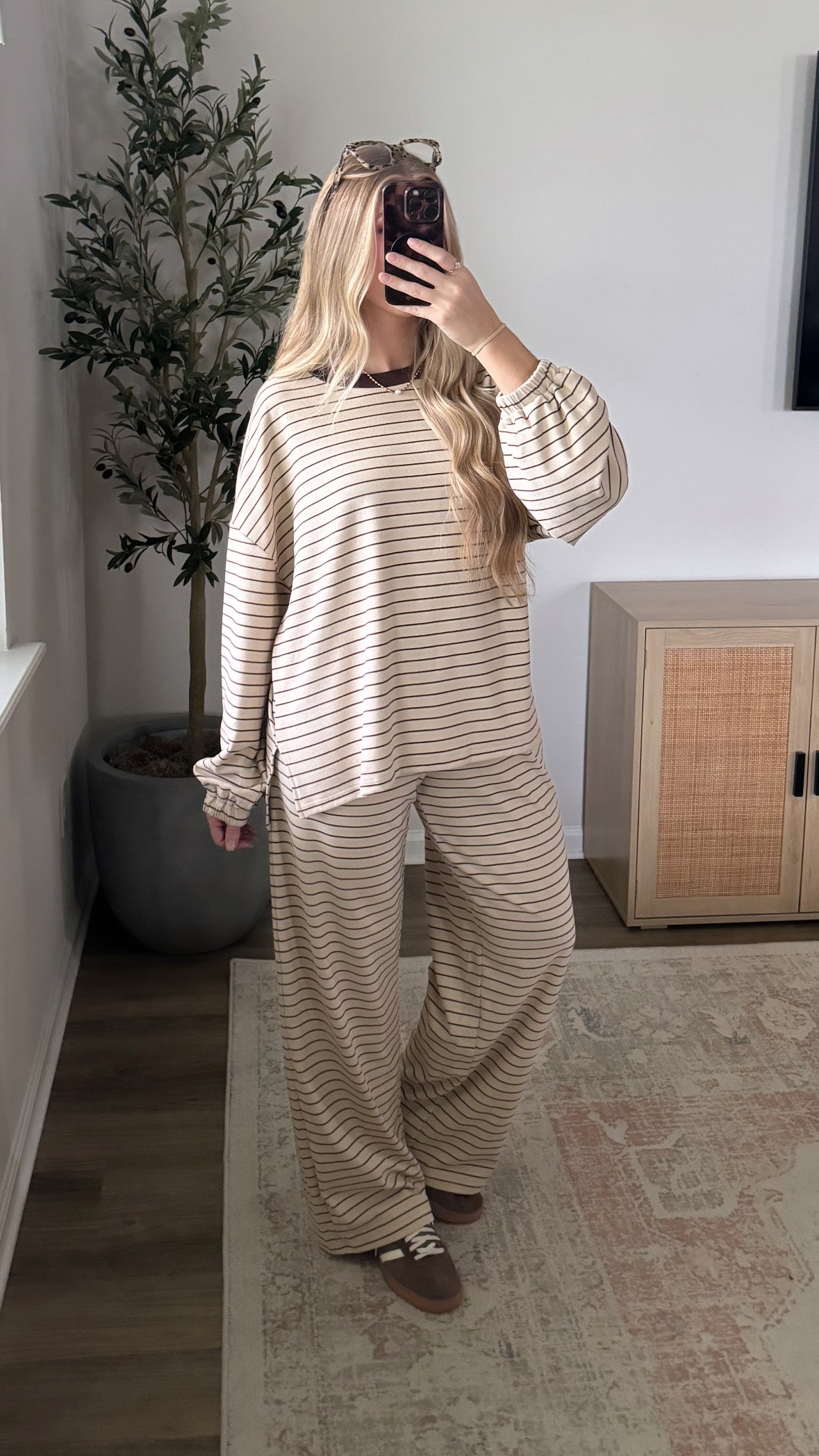 Emma Striped Set / Tan + Brown