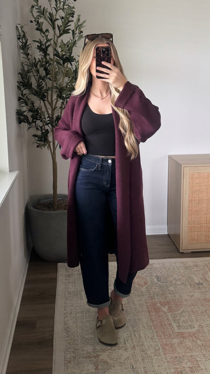 Skylar Longline Cardigan / Dark Cherry
