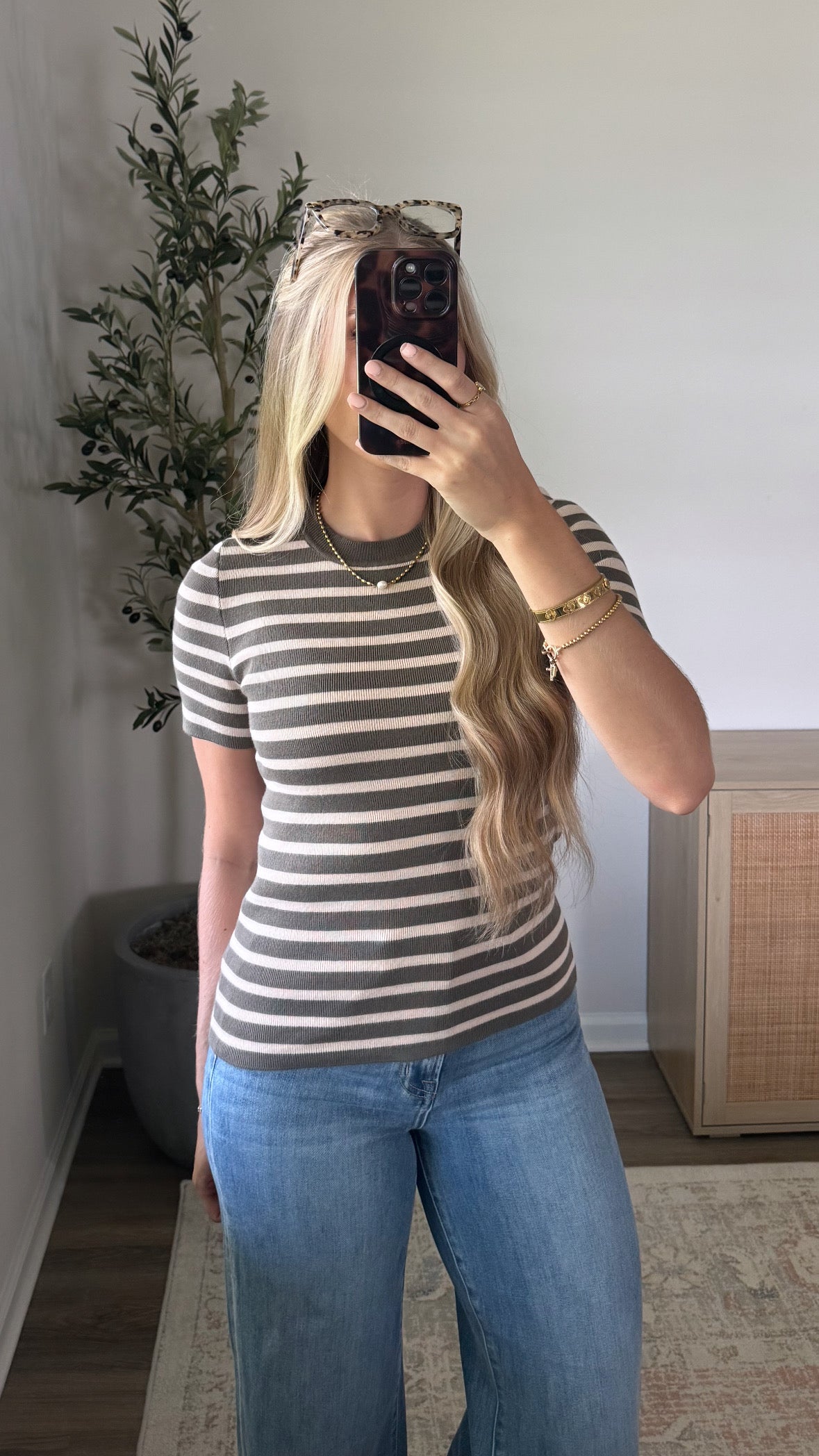 Harper Striped Knit Top / Olive