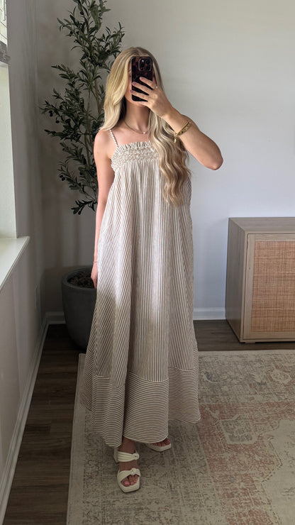 Marina Striped Maxi Dress / Natural
