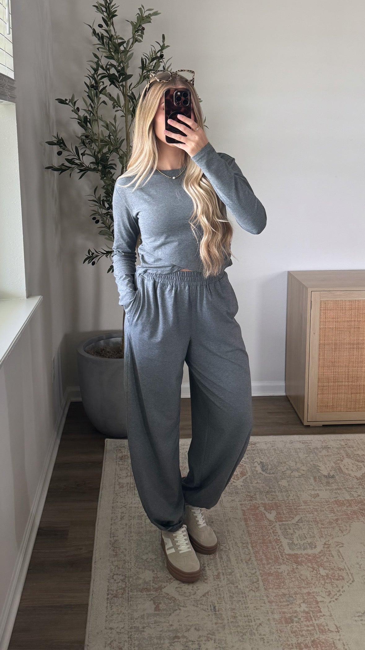 Crossover Long Sleeve Jogger Set / Dark Grey