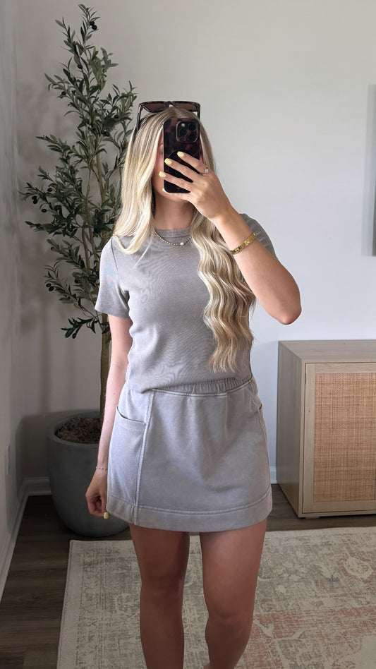 Mineral Washed Skort Set / Mocha