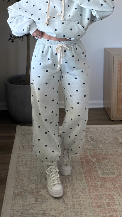 Polka Dot Joggers / Grey + Navy