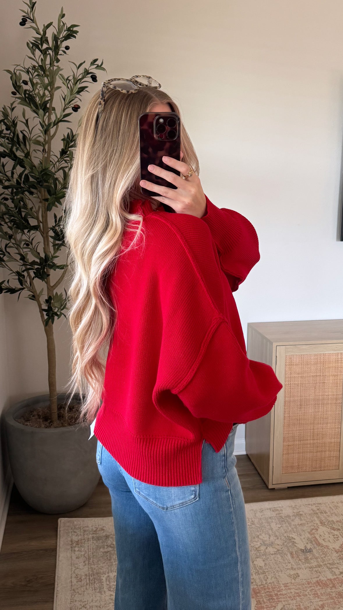 Cropped Essential Knit / Red